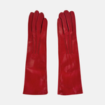 Gala Mid-Length Leather Glove with Silk Lining in Red - Big Bag NY