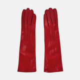 Gala Mid-Length Leather Glove with Silk Lining in Red - Big Bag NY