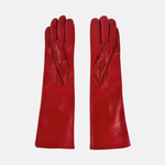 Gala Mid-Length Leather Glove with Silk Lining in Red - Big Bag NY