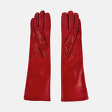 Gala Mid-Length Leather Glove with Silk Lining in Red - Big Bag NY