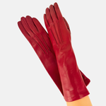 Gala Mid-Length Leather Glove with Silk Lining in Red - Big Bag NY