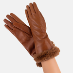 Gala Mid-length Nappa Leather Gloves with Cashmere Lining in Tan - Big bag NY