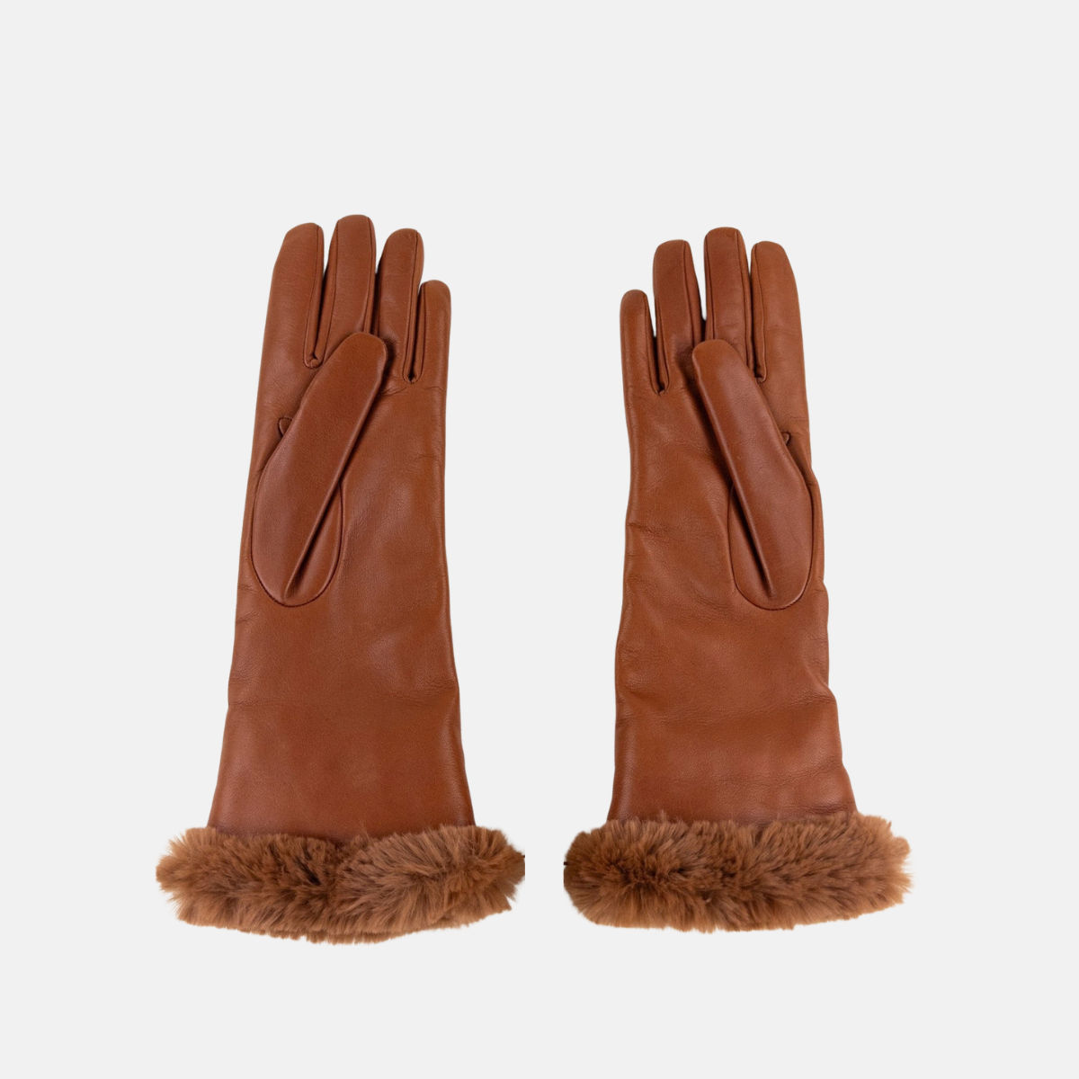 Gala Mid-length Nappa Leather Gloves with Cashmere Lining in Tan - Big bag NY