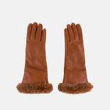 Gala Mid-length Nappa Leather Gloves with Cashmere Lining in Tan - Big bag NY