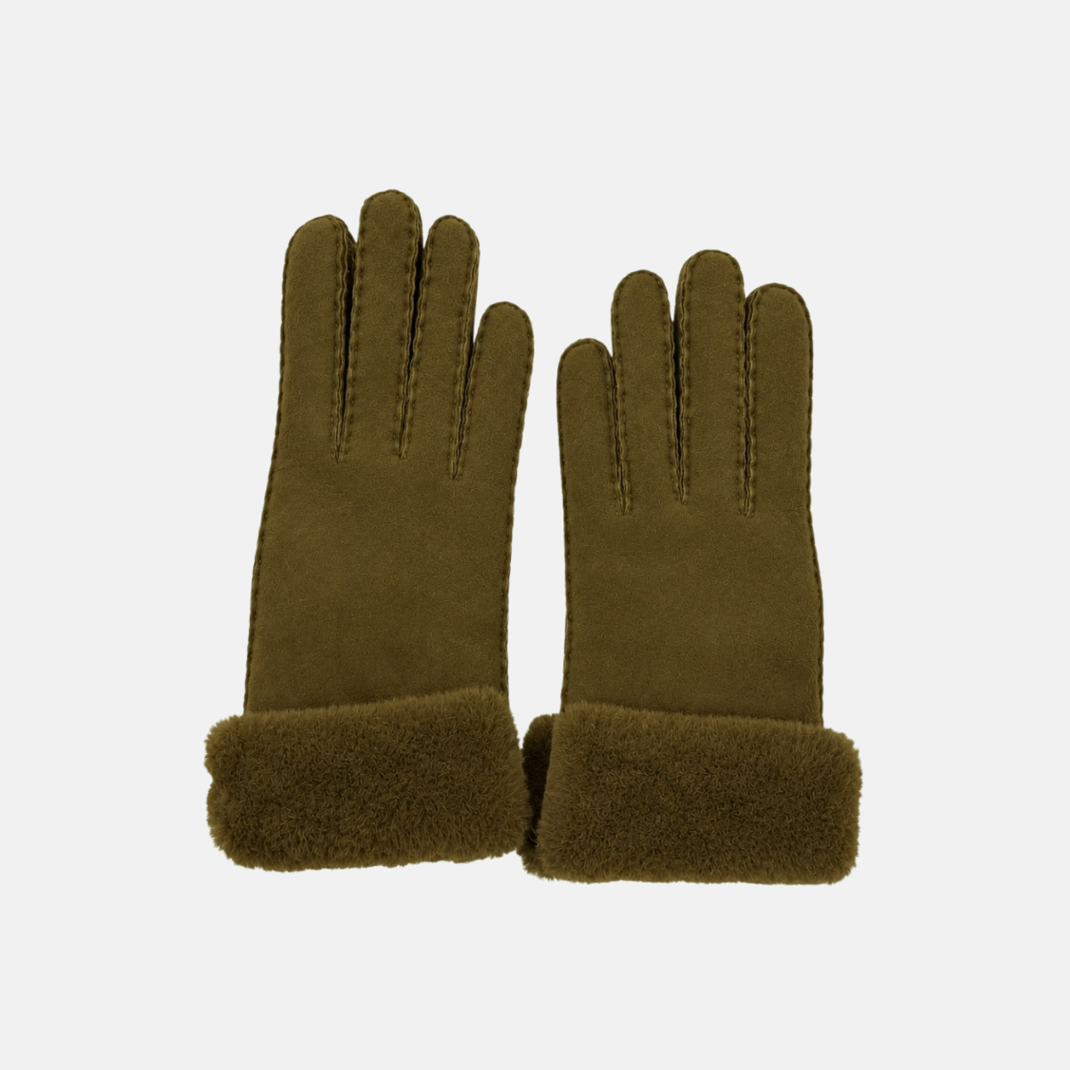 Gala Shearling Glove Suede Finish In Kaki - Big Bag NY