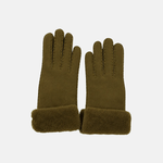 Gala Shearling Glove Suede Finish In Kaki - Big Bag NY