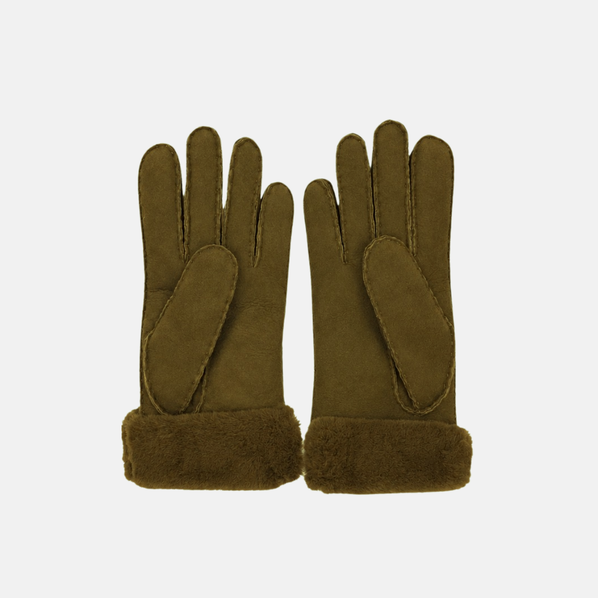 Gala Shearling Glove Suede Finish In Kaki - Big Bag NY
