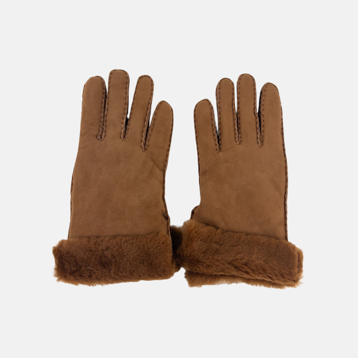 Gala Shearling Glove Suede Finish in Caramel - Big Bag NY