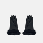 Gala Turned Fur Cuff Leather Gloves w/ Touchscreen Tech - Black - Big Bag NY