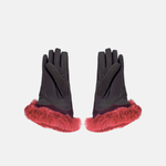 Gala Turned Fur Cuff Leather Gloves w/ Touchscreen Tech - Bordeaux - Big Bag NY