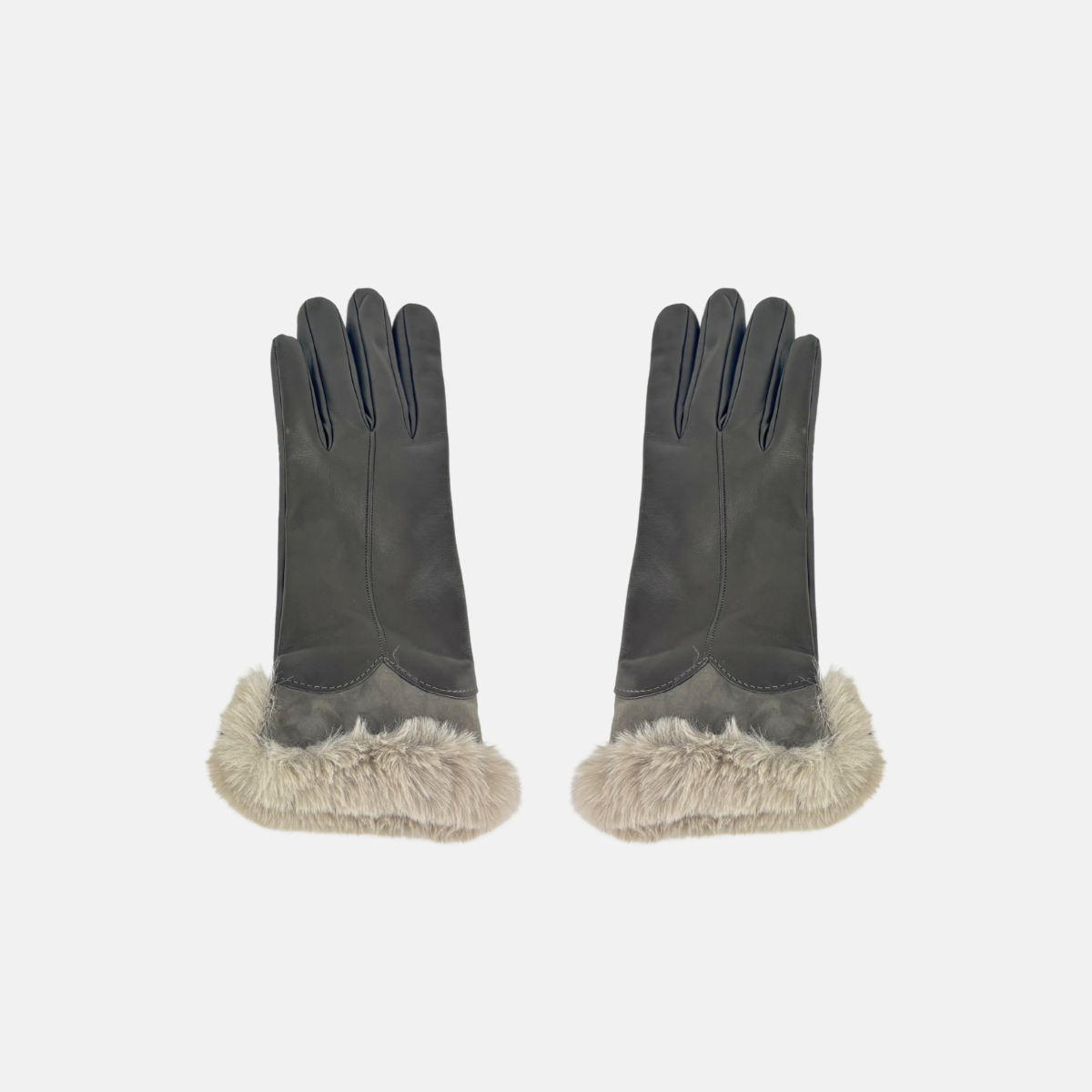 Gala Turned Fur Cuff Leather Gloves w/ Touchscreen Tech - Fango - Big Bag NY