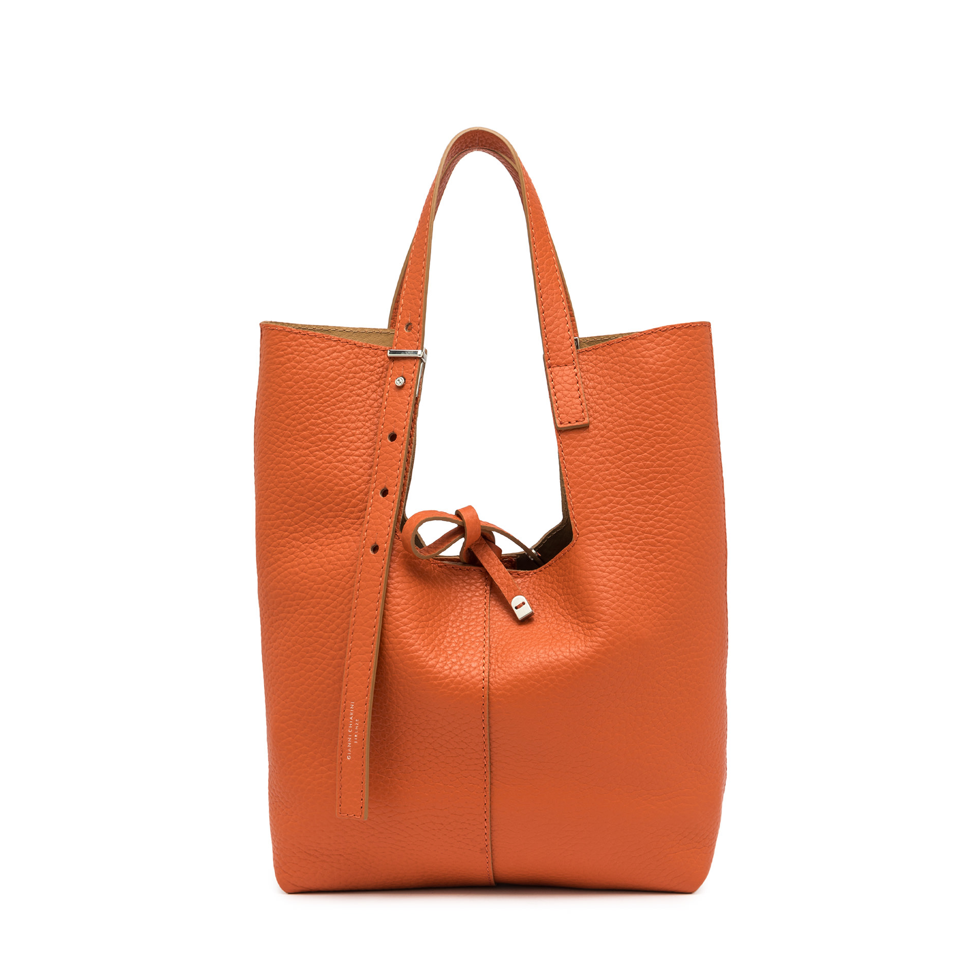 Gianni Chiarini Ava Leather Bucket Tote Coral - Big Bag NY
