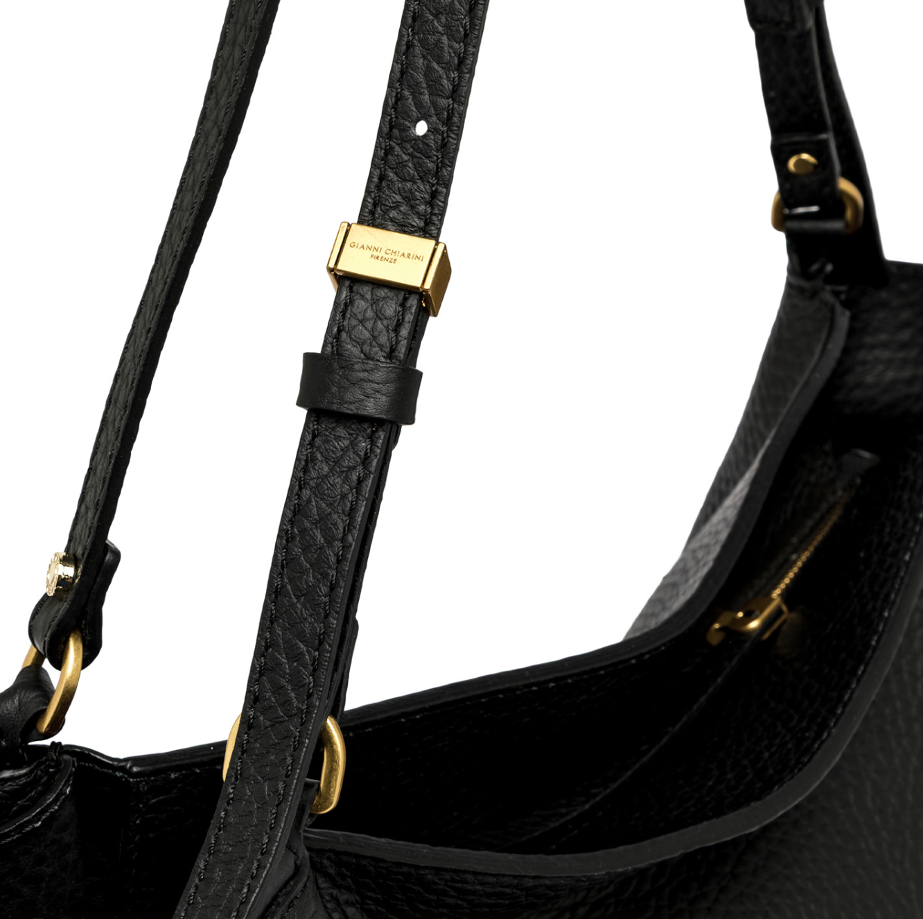 Gianni Chiarini Bloom Large Leather Bag - Black- Big Bag NY