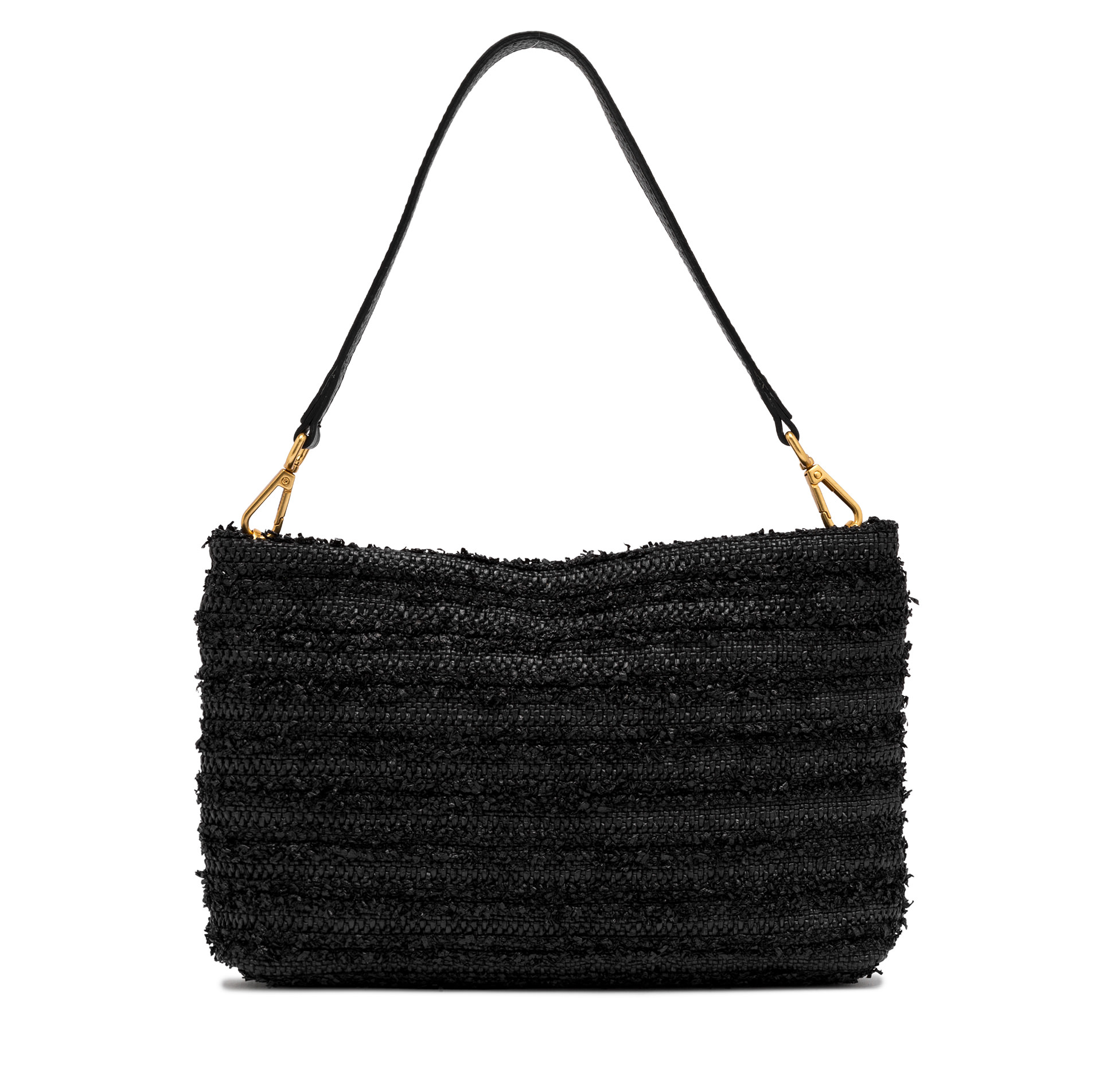 Gianni Chiarini Brenda Tweed Shoulder Bag with Detachable Crossbody Strap Black - Big Bag NY