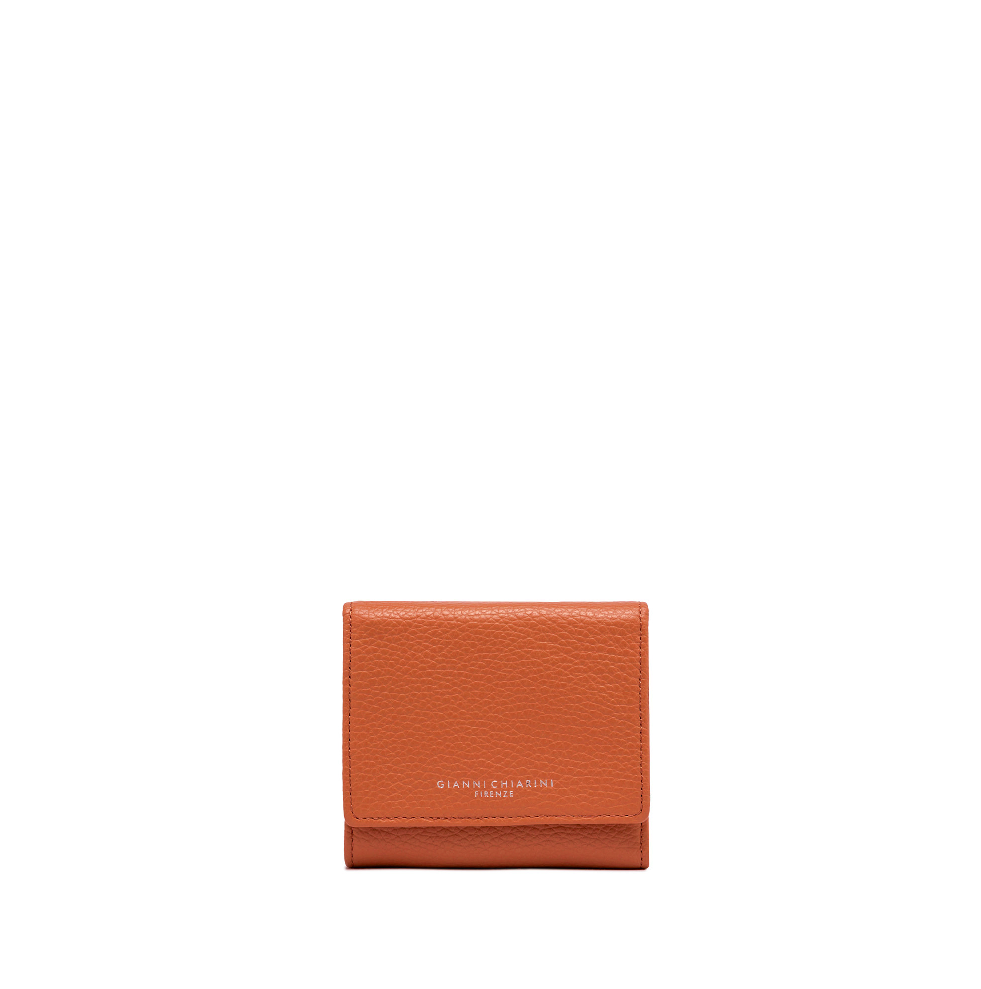 Gianni Chiarini Compact Trifold with Large Zip Pocket Coral Orange - Big Bag NY