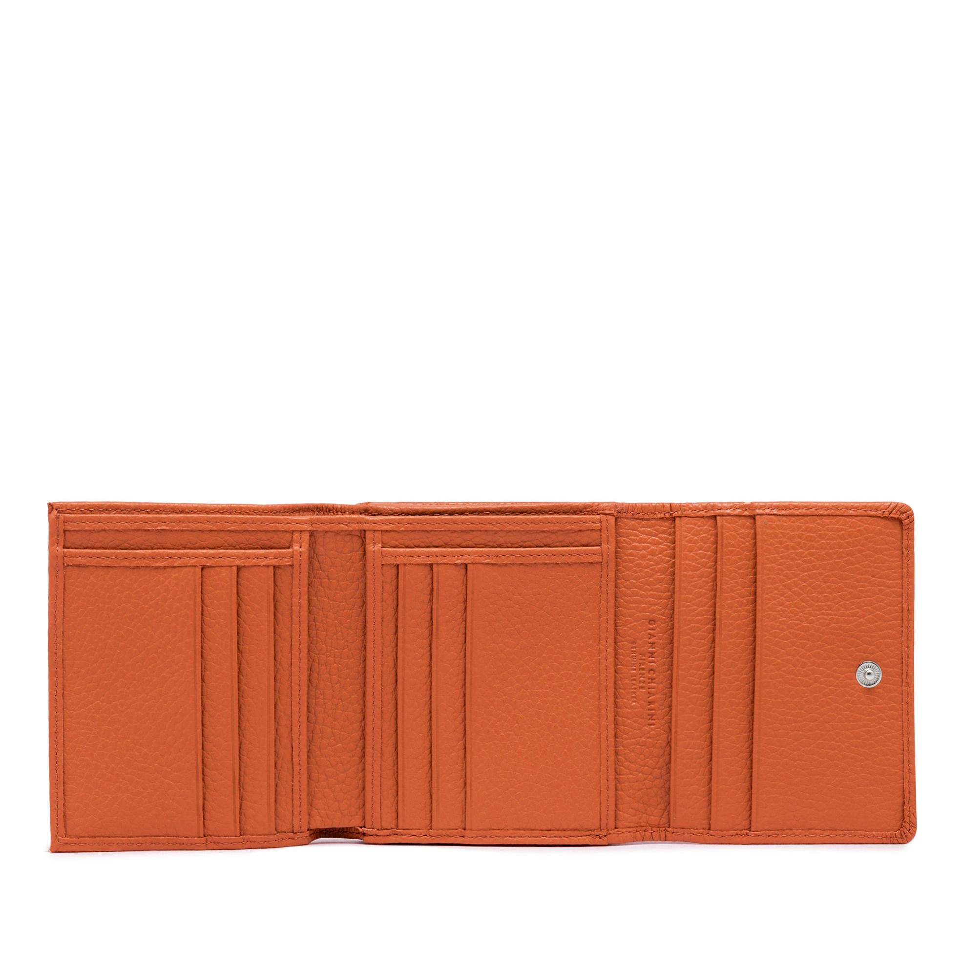 Gianni Chiarini Compact Trifold with Large Zip Pocket Coral Orange - Big Bag NY