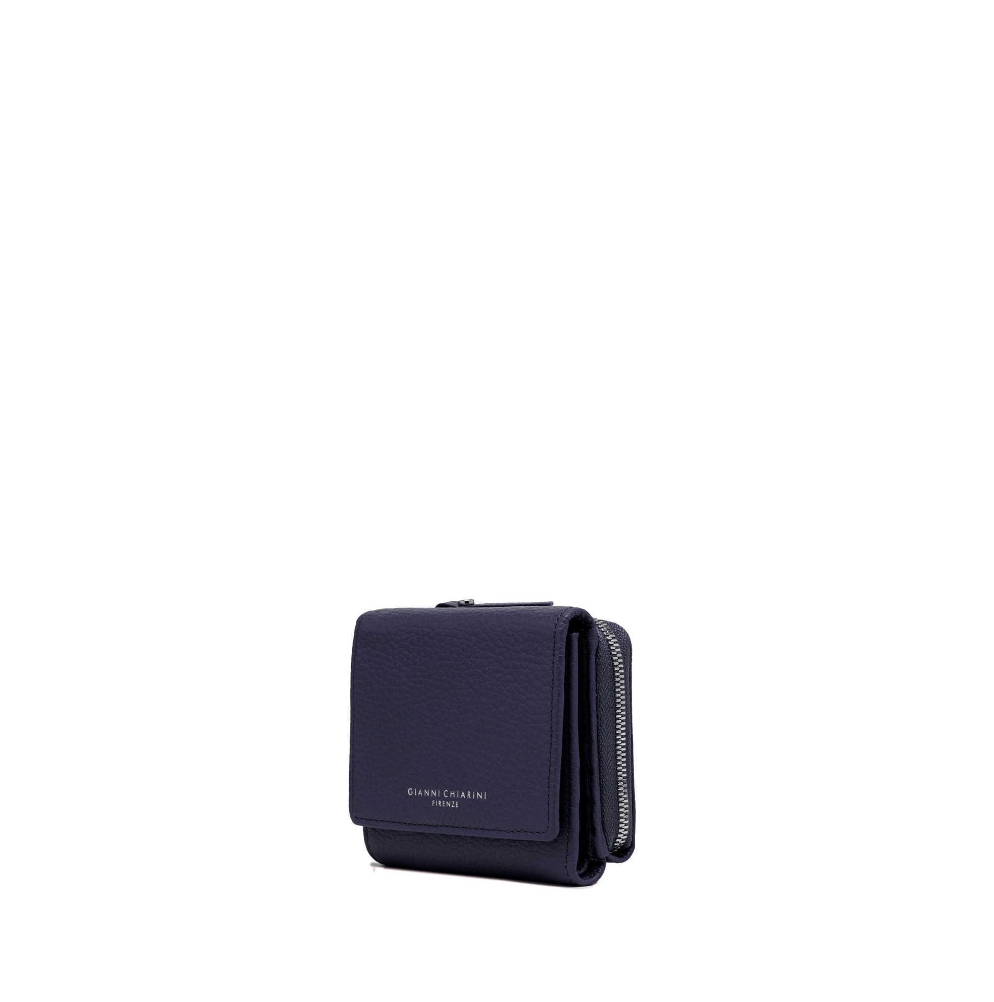 Gianni Chiarini Compact Trifold with Large Zip Pocket Navy - Big Bag NY