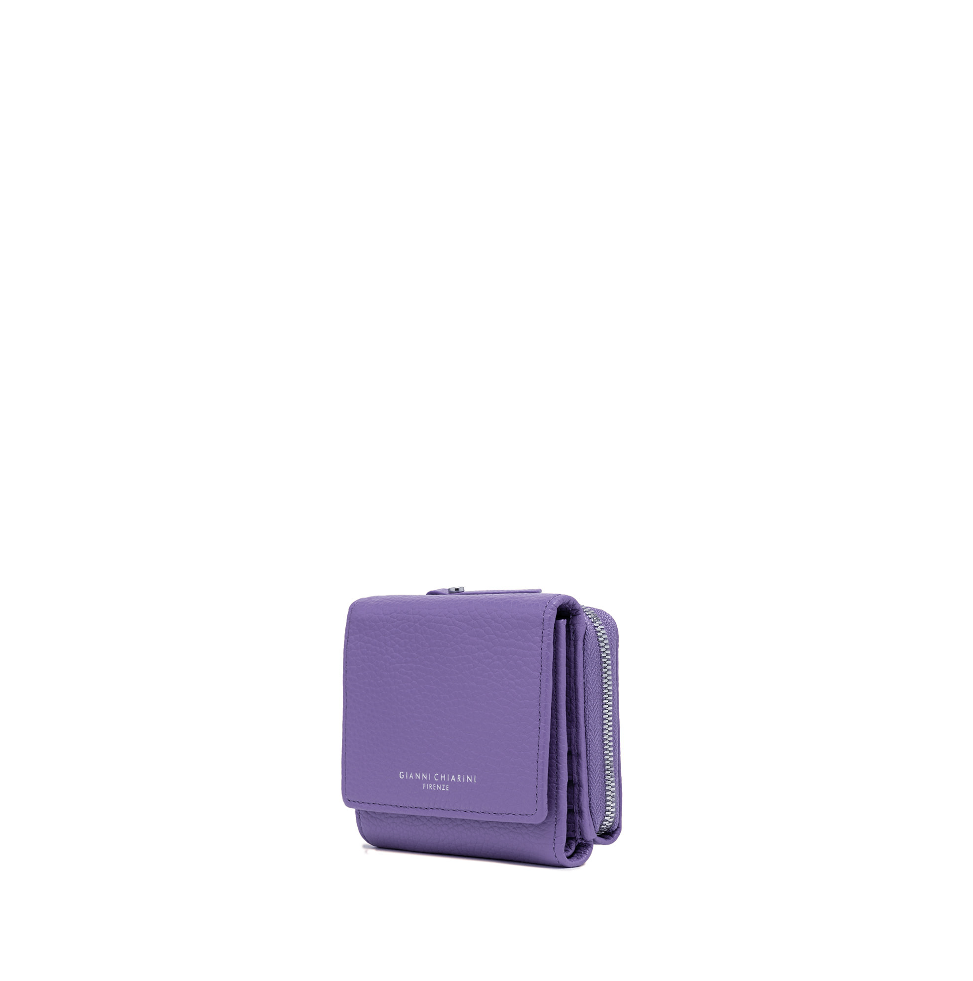 Gianni Chiarini Compact Trifold with Large Zip Pocket Purple - Big Bag NY 
