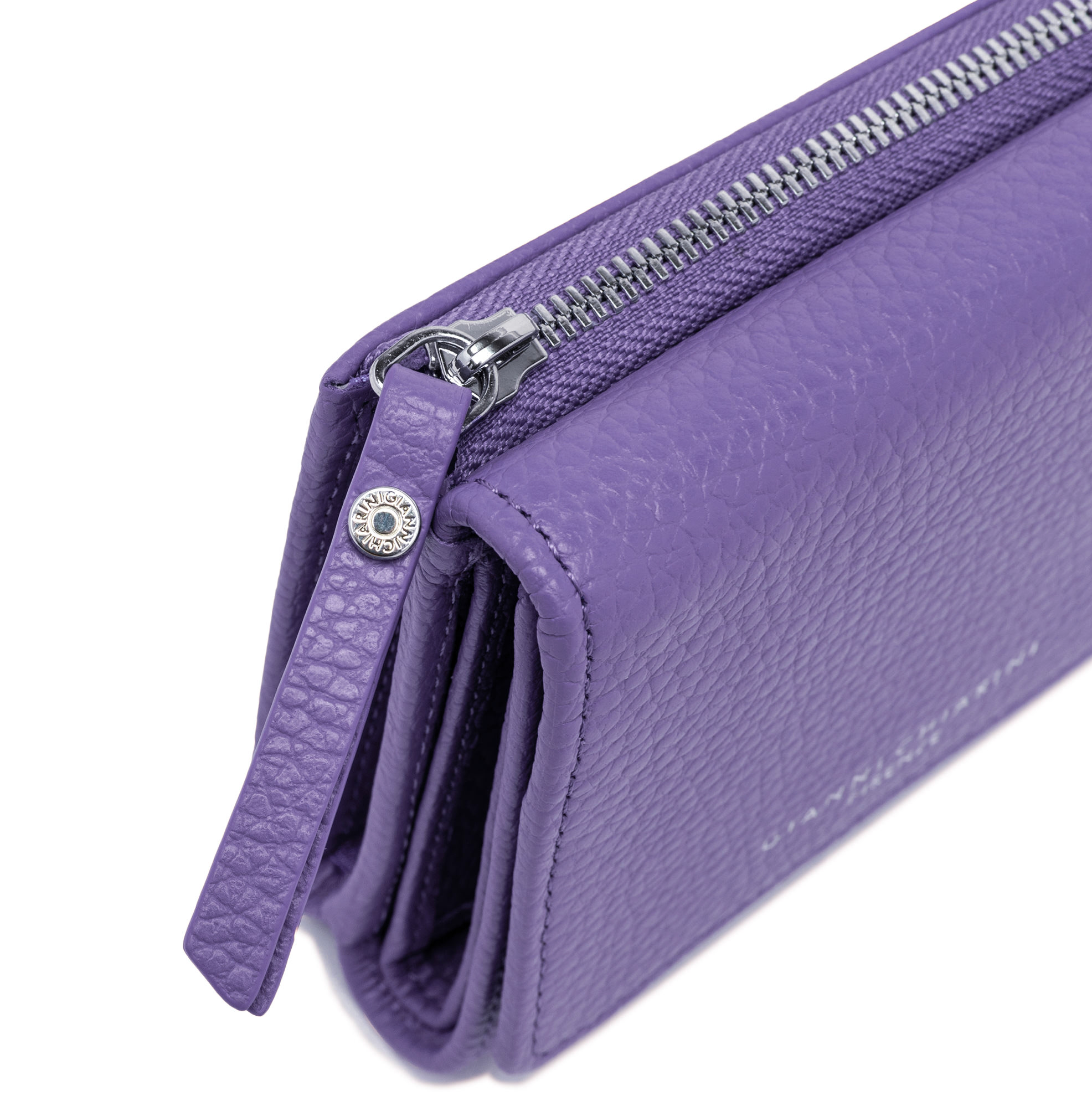 Gianni Chiarini Compact Trifold with Large Zip Pocket Purple - Big Bag NY 