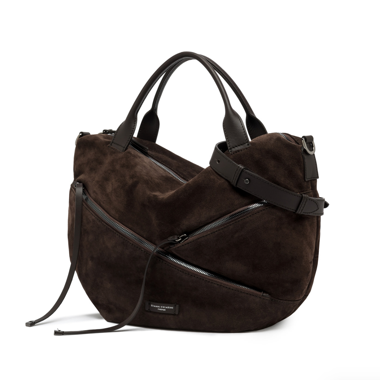 Gianni Chiarini Large Suede Shania Bag- Moka- Big Bag 