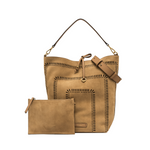 Gianni Chiarini Vanessa Large Suede Perforated Bucket Bag Peanut Butter - Big Bag NY 