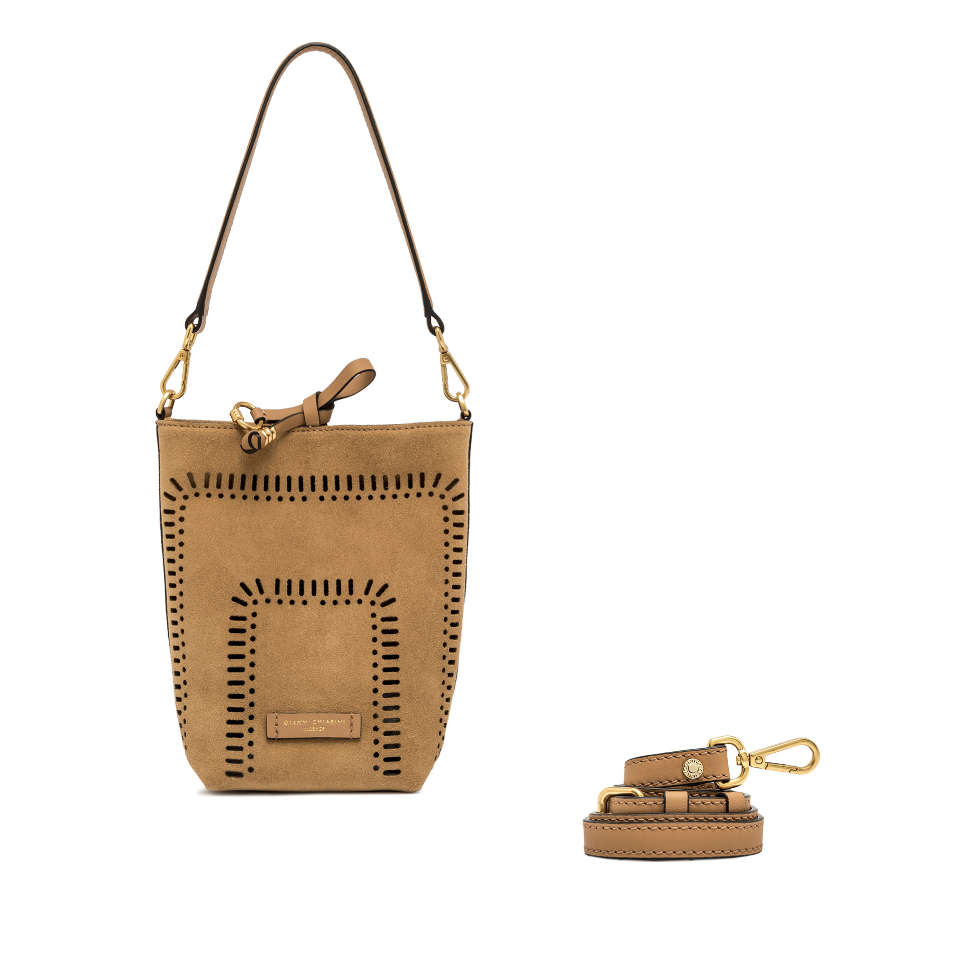 Gianni Chiarini Vanessa Suede Mini Bag Brown - Big Bag NY