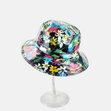 Glossy Bucket Rain Hat in Floral Print Black - Big Bag NY