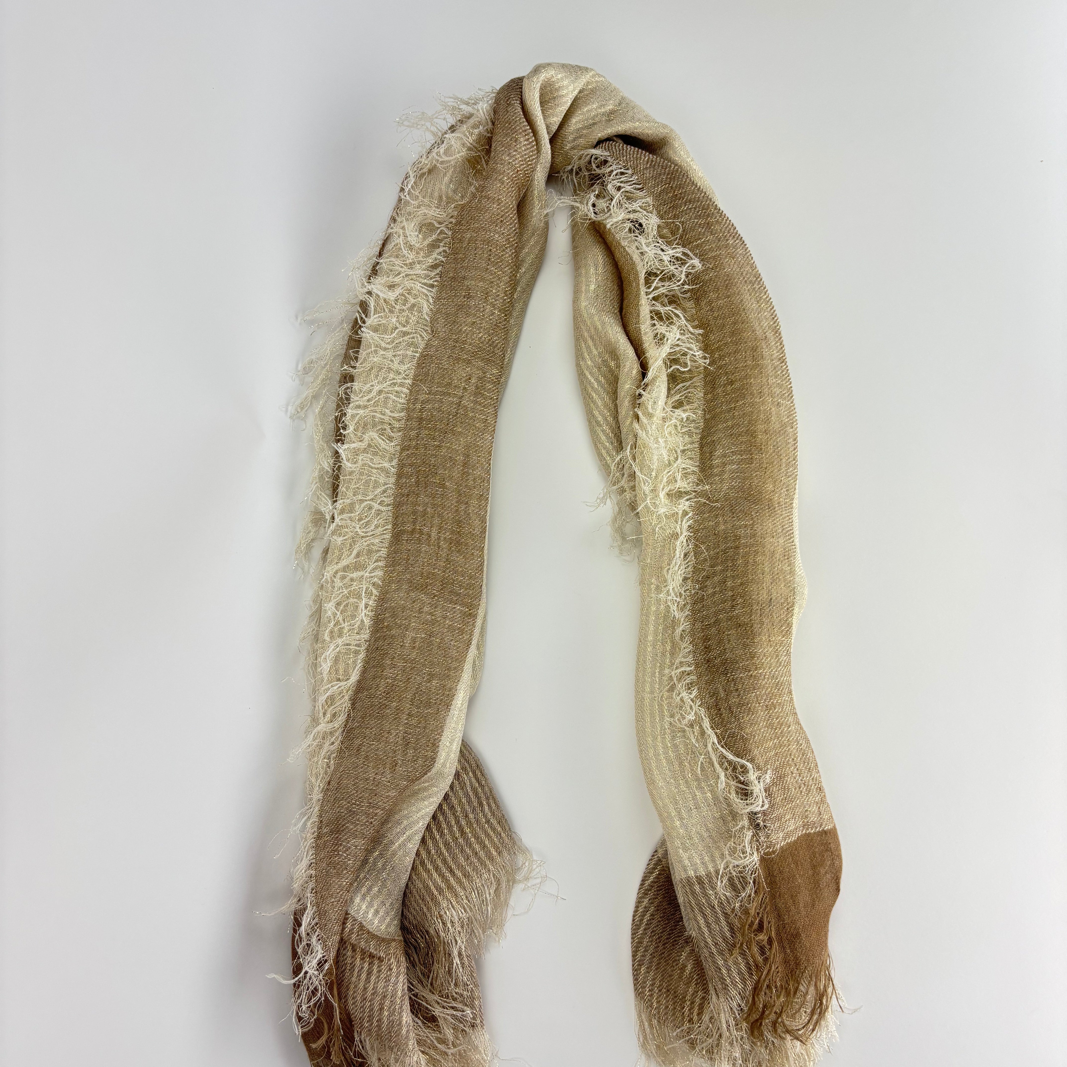Gold Linen Shawl Scarf - Big Bag NY