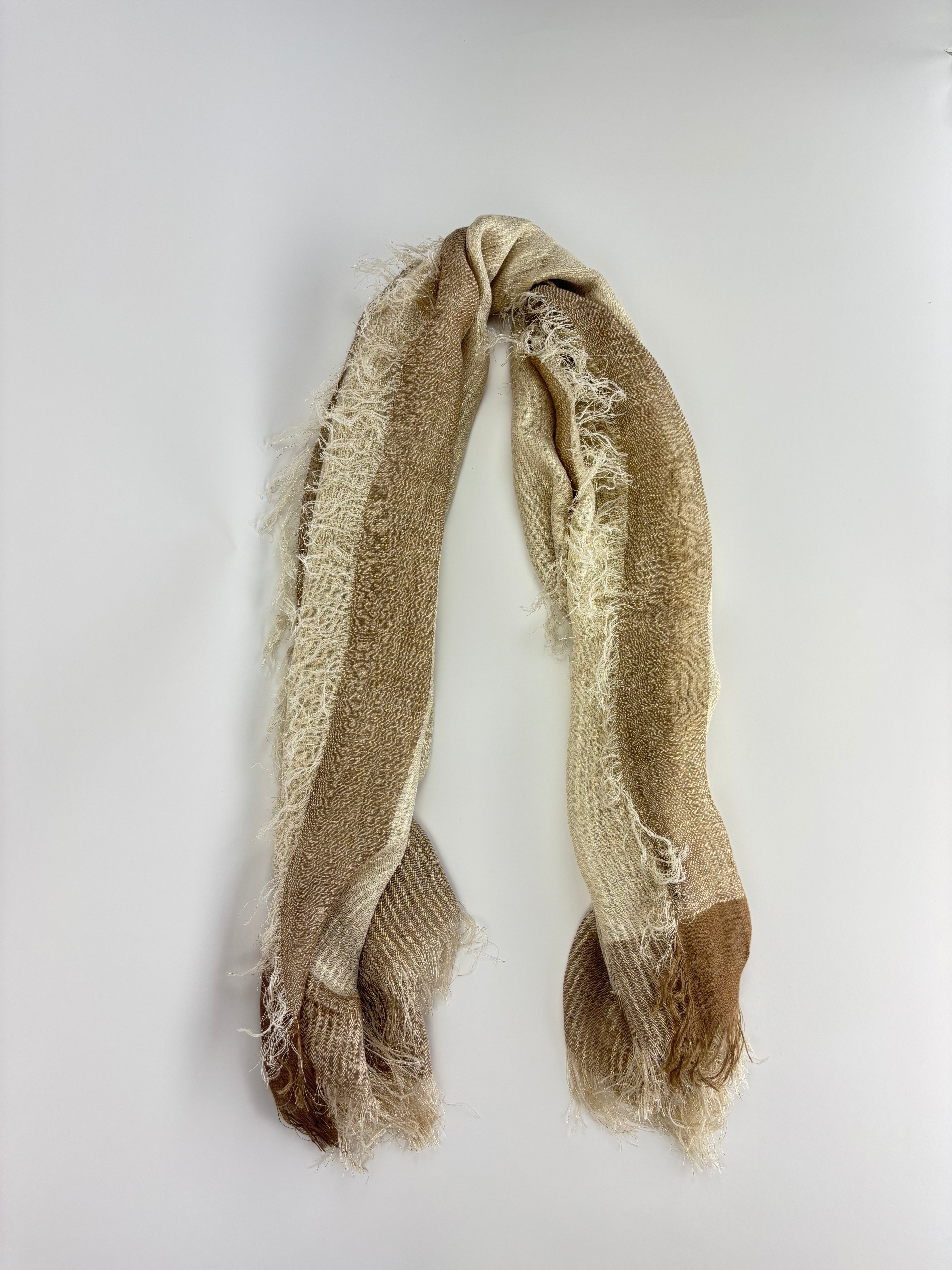 Gold Linen Shawl Scarf - Big Bag NY