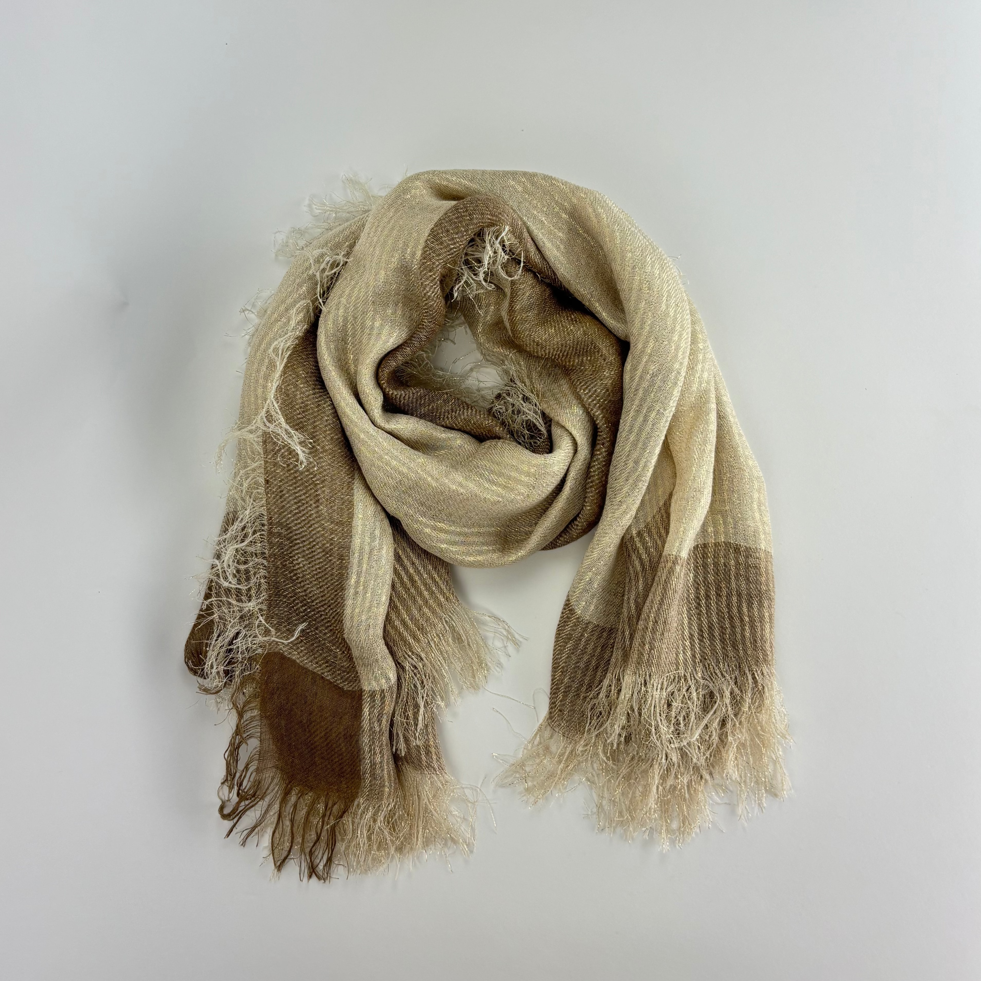Gold Linen Shawl Scarf - Big Bag NY