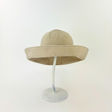 Grevi Beige Seersucker Wide Brim Floppy Hat - Big Bag NY 