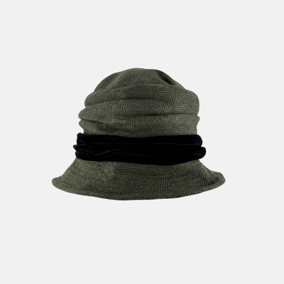 Grevi Herringbone Cloche with Velvet Band5 - Big Bag NY