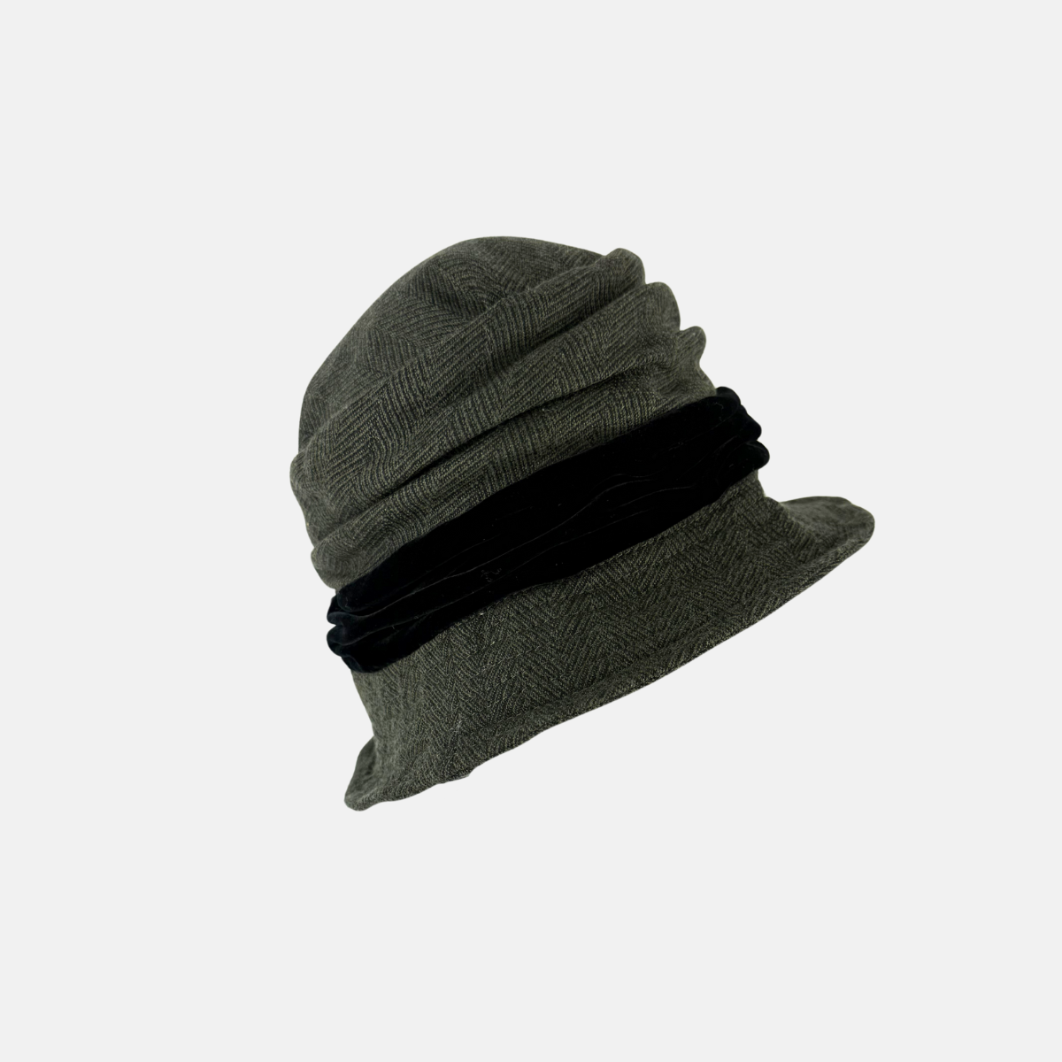 Grevi Herringbone Cloche with Velvet Band6 - Big Bag NY