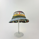 Grevi Liberty Floral Striped Band Cloche Sun Hat with soft wired brim - Big Bag NY