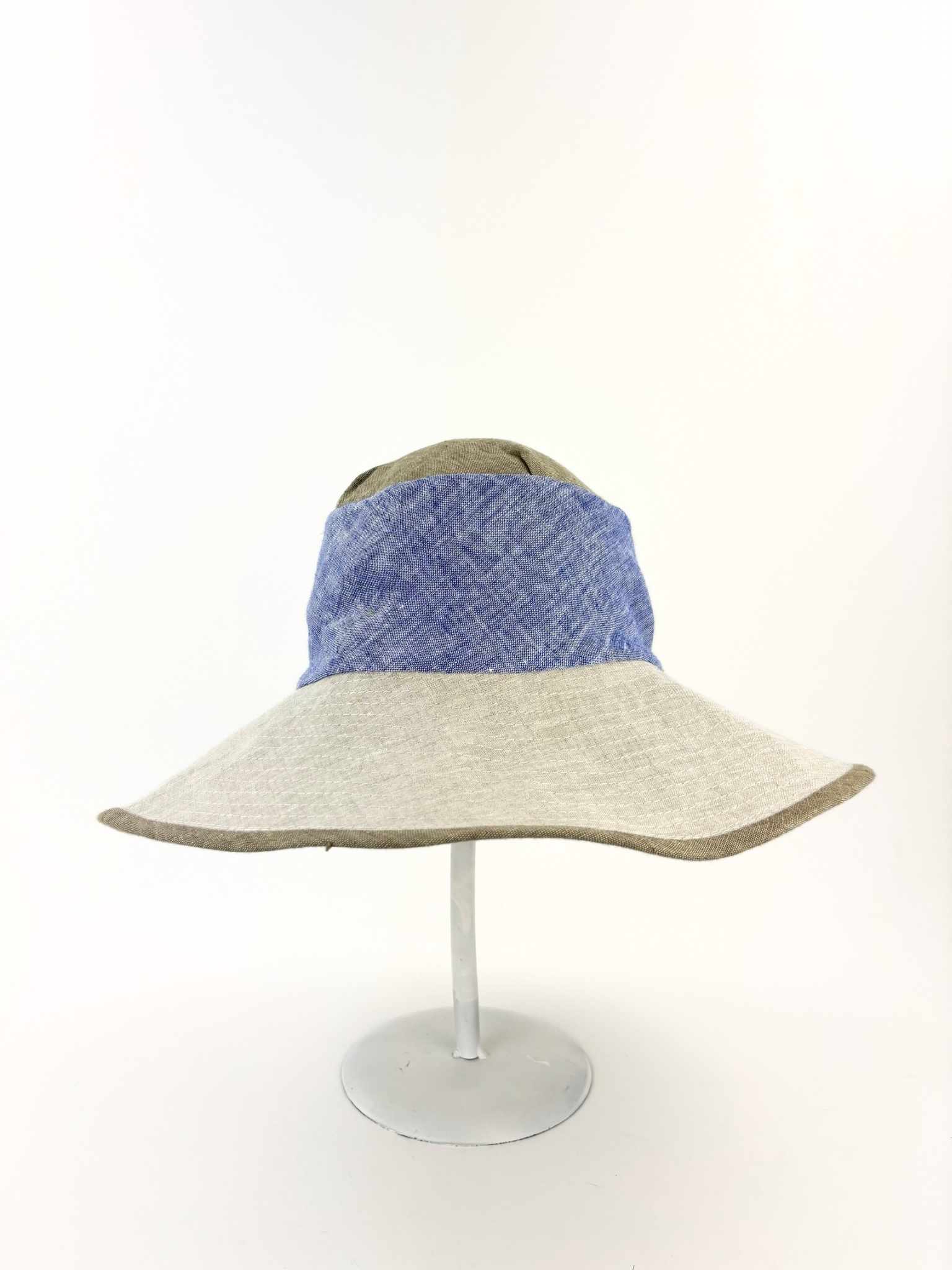Grevi Linen Neutral Colorbock Floppy Hat Big Bag NY
