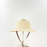 Grevi Striped Cotton Blend Wide Brim Hat with Chin Strap - Big Bag NY