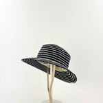 Grevi Striped Cotton Blend Wide Brim Hat with Chin Strap - Big Bag NY