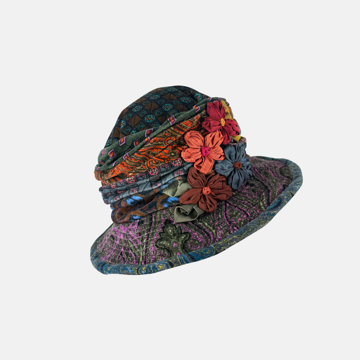 Velvet Liberty Paisley Print Cloche Hat – Big Bag