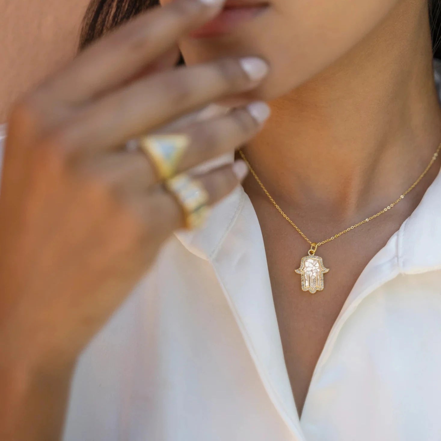 Shana Gulati Hamsa Amulet Pendant Necklace - Big Bag NY