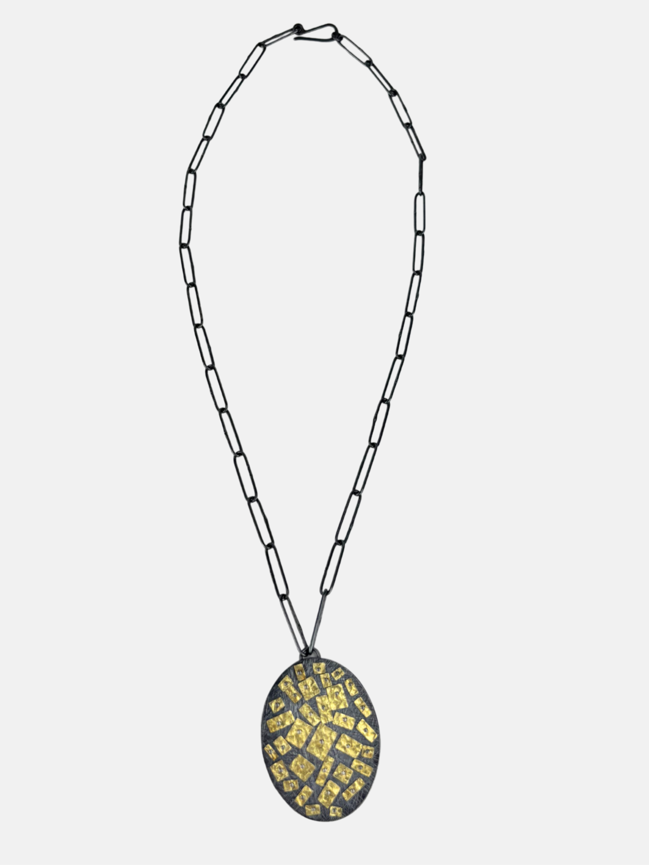 Heather Guidero Gold Mosaic Oval Pendant Necklace - Big Bag NY 2