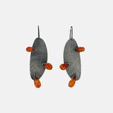 Heather Guidero Large Pin Oxidized Silver and Carnelian Earrings