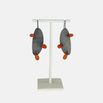 Heather Guidero Large Pin Oxidized Silver and Carnelian Earrings