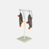 Heather Guidero Large Pin Oxidized Silver and Carnelian Earrings