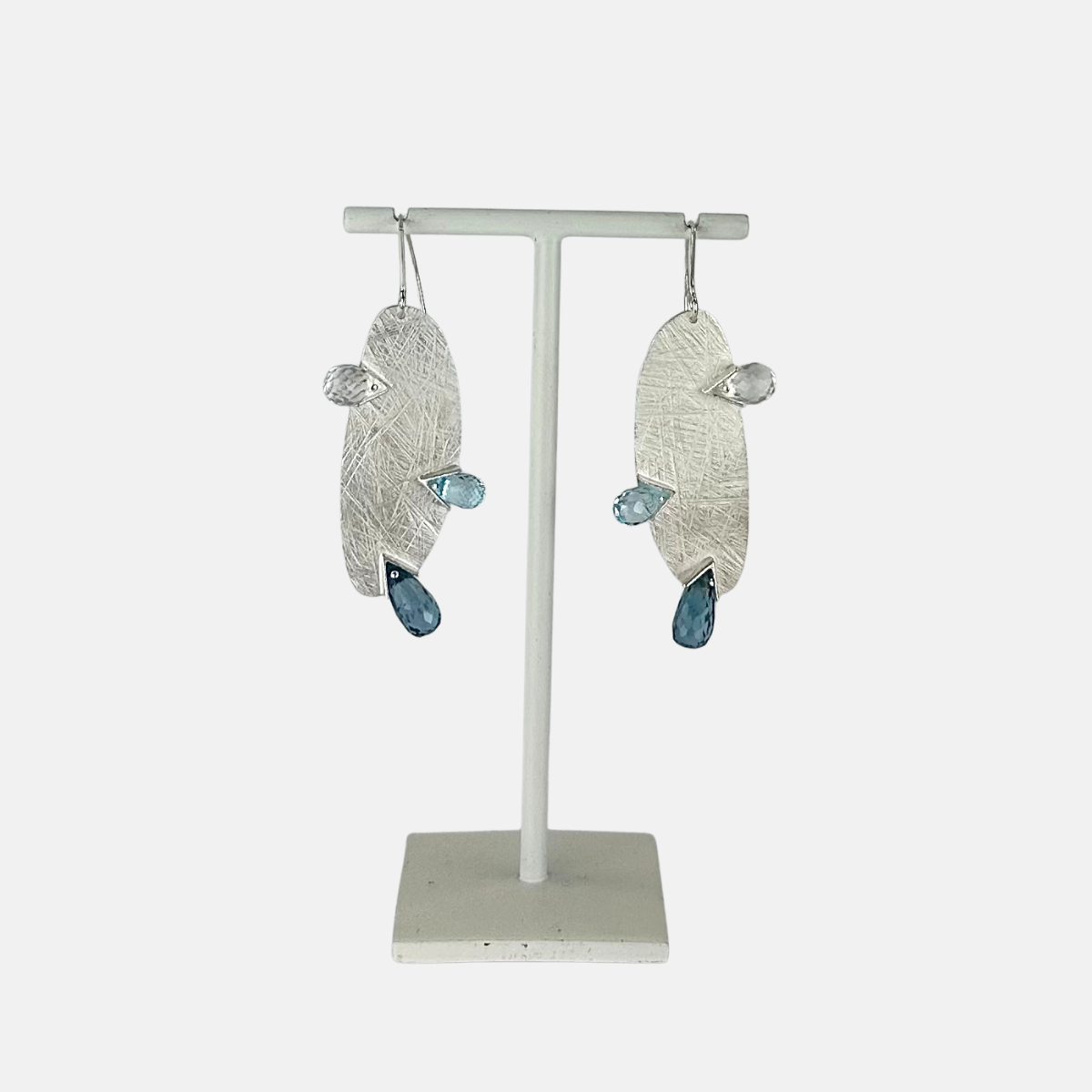 Heather Guidero Large Pin Silver and Blue Topaz Earrings