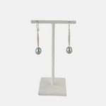 Heather Guidero Long Silver Tapers with Grey Pearl Earrings - Big Bag NY
