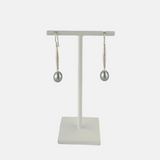 Heather Guidero Long Silver Tapers with Grey Pearl Earrings - Big Bag NY