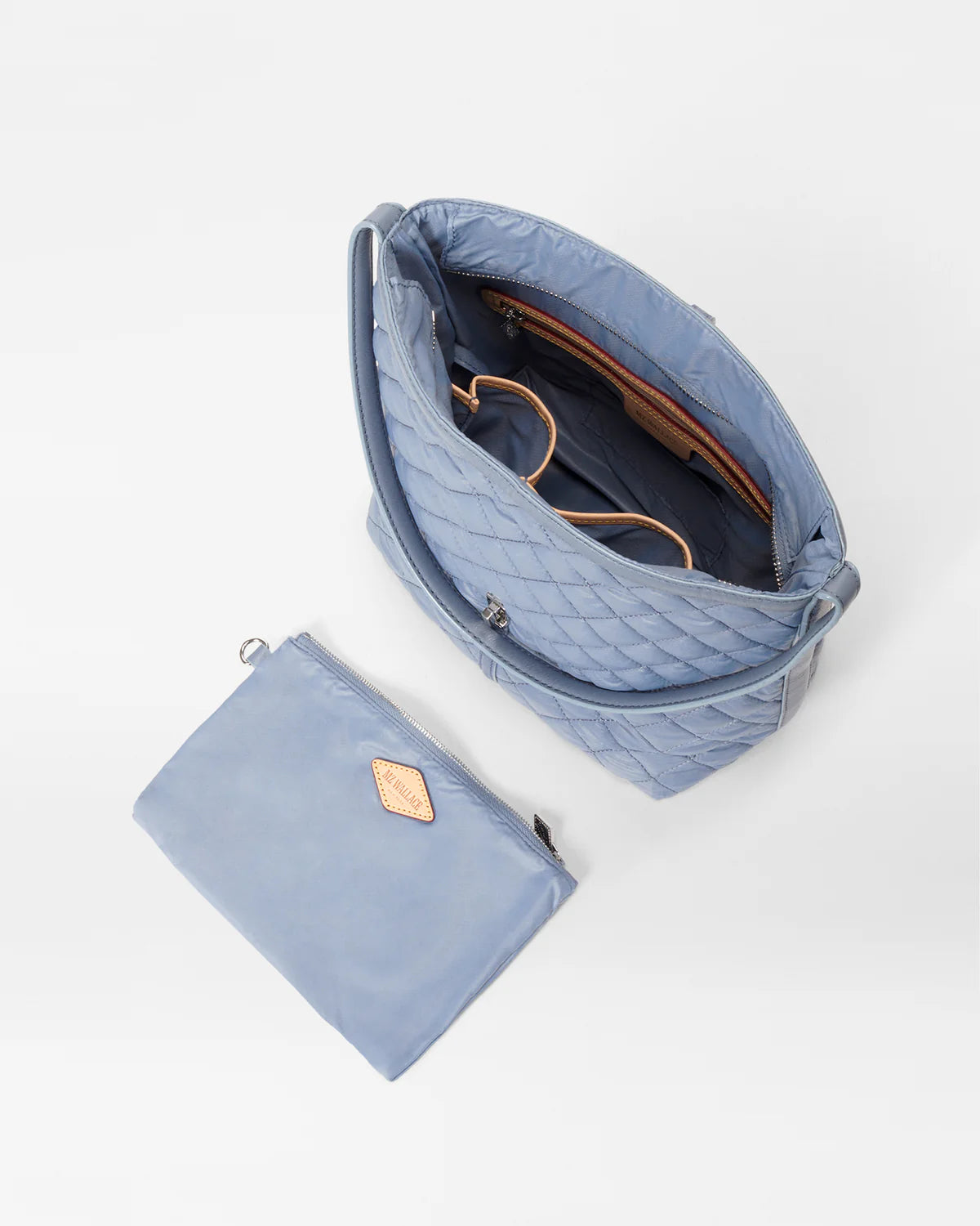 MZ WALLACE Small Astor Hobo in Stone Blue - Big Bag NY