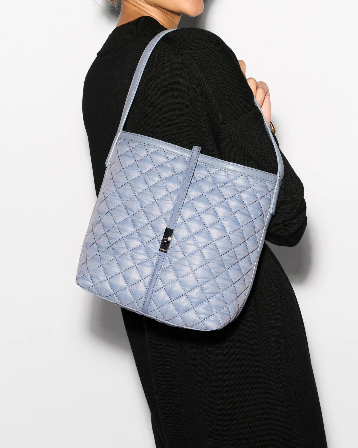 MZ WALLACE Small Astor Hobo in Stone Blue - Big Bag NY