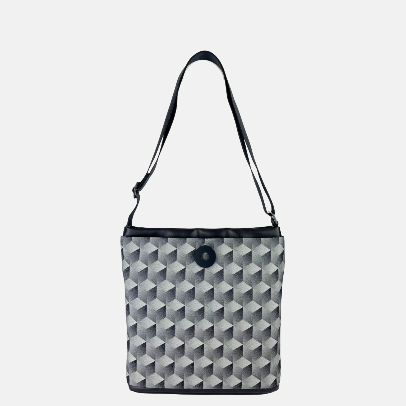 Acrylic Pocket Shoulder SD Bag in Geometric Print - Big Bag NY