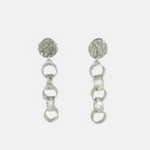 Silver Hammered 5 link Hoops with Square Posts - Big Bag NY